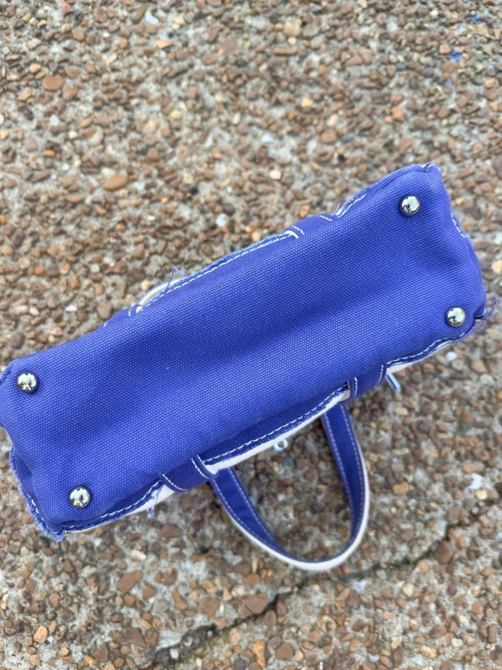 Canvas Tote Boatkin Bag with Blue Trim